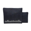 Tallit and Tefillin Cover Blue Jerusalem Silver Embossed Letters