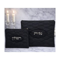 Tallit and tefillin cover, black vinyl with puffed-up,silver letters.