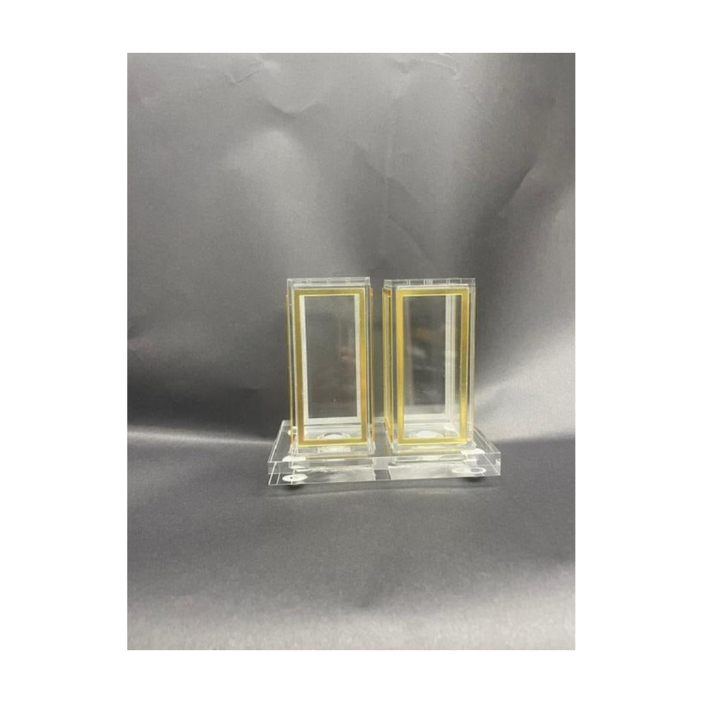 Salt and Pepper Shakers, Acrylic, Gold Trim