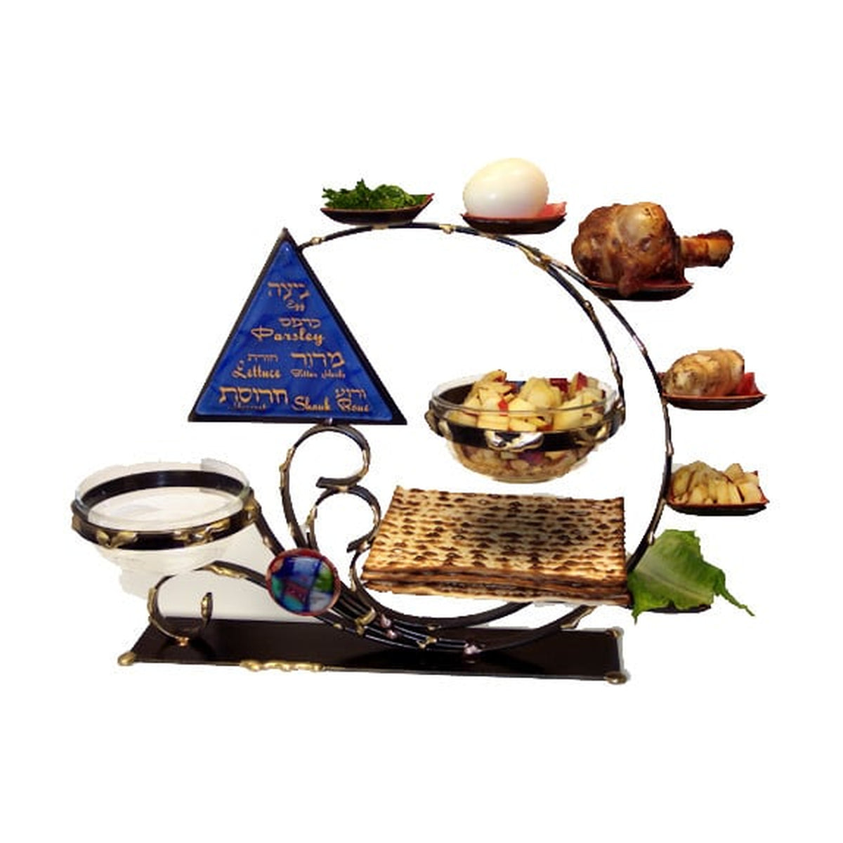 Seder Plate with Matzah and Saltwater Dishes