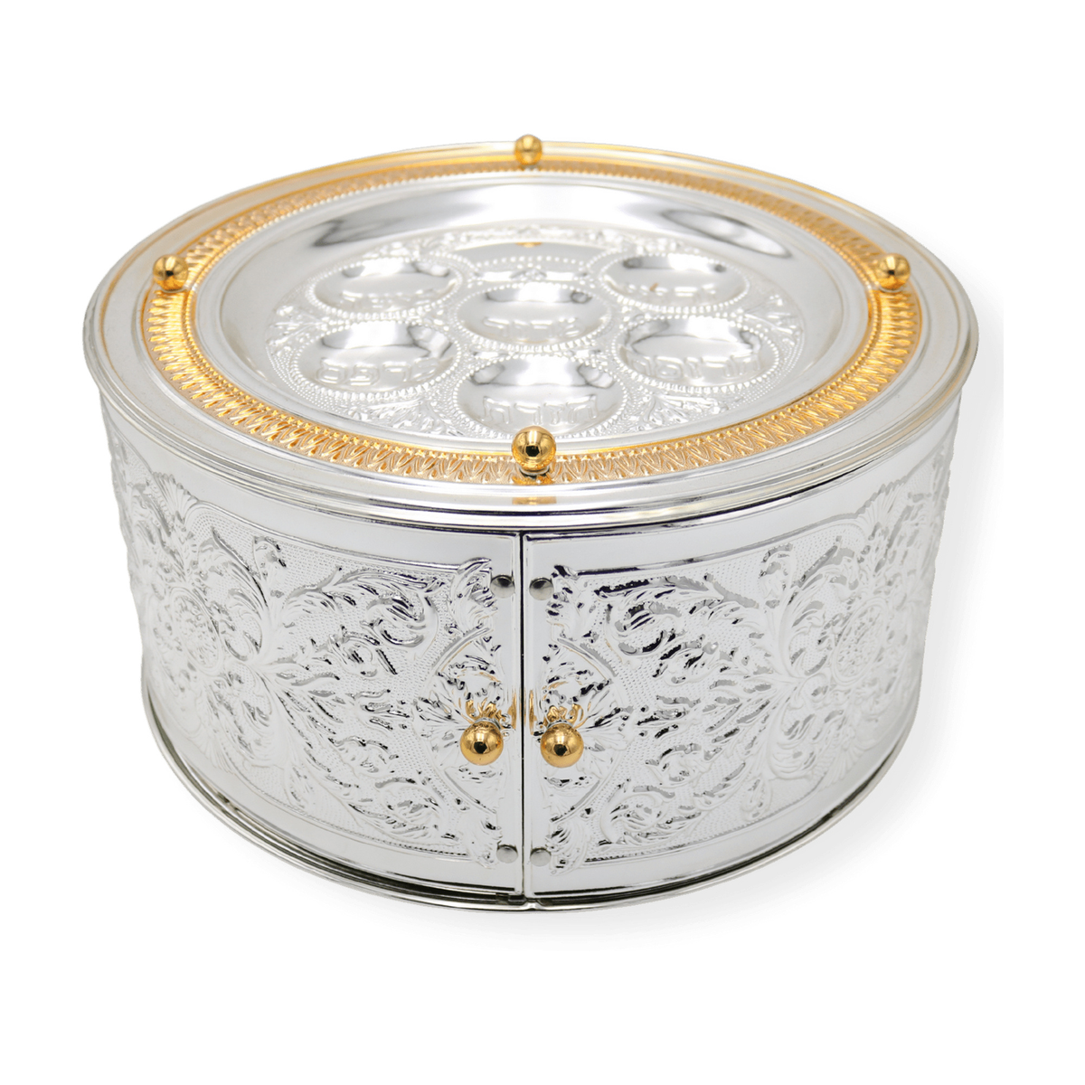 Silver Plated Seder Plate With 3 Tier Matzah Holder