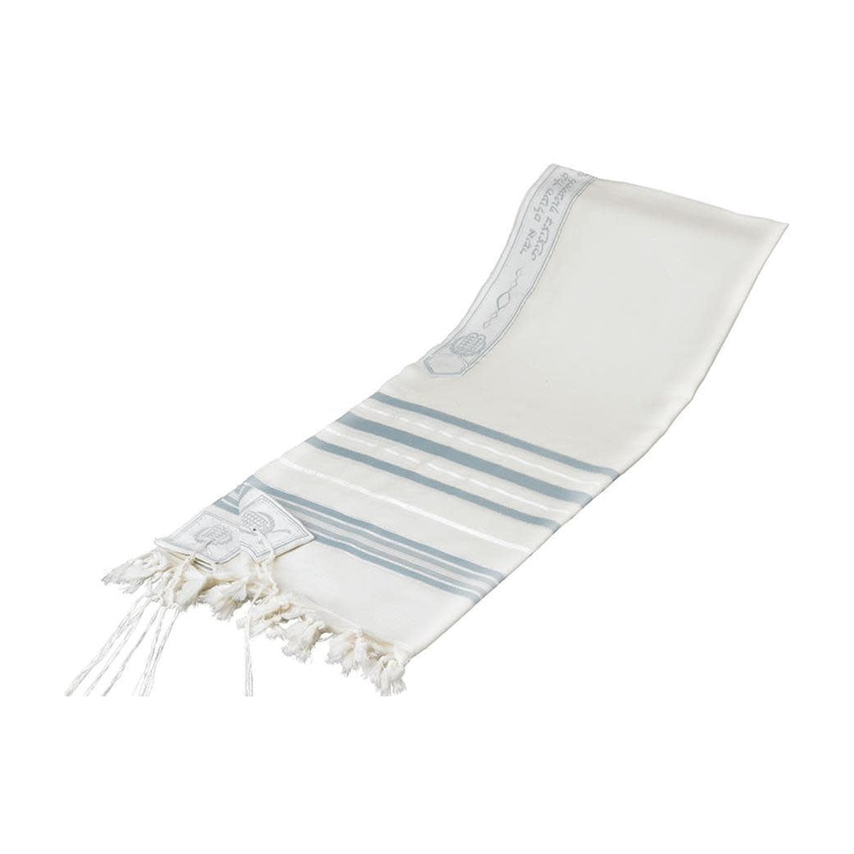 Tallit, Tashbetz, Grey & Silver Stripes Size 24 (24'' x 72'') Ashkenazi Meyuchad (Machine Made)