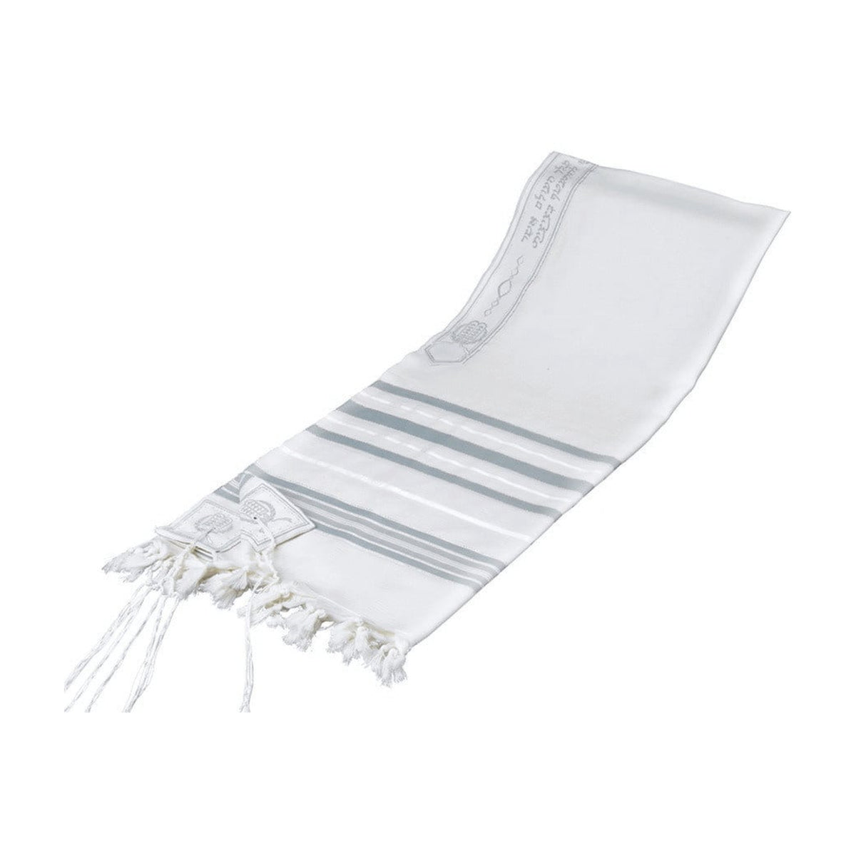 Tallit, Tashbetz, Slate Blue & Silver Stripes Size 60 (55'' x 75'') Ashkenazi Meyuchad (Machine Made)