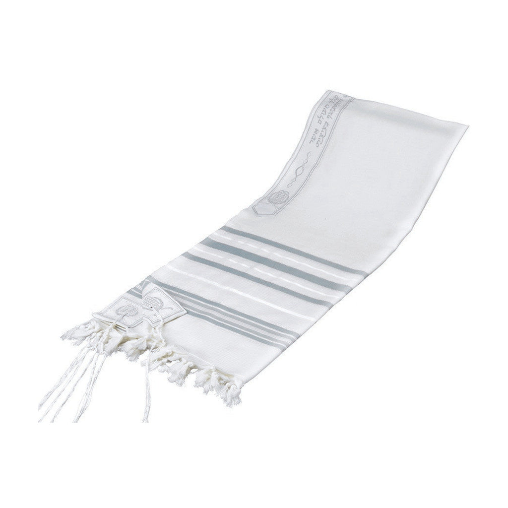 Tallit, Tashbetz, Slate Blue & Silver Stripes