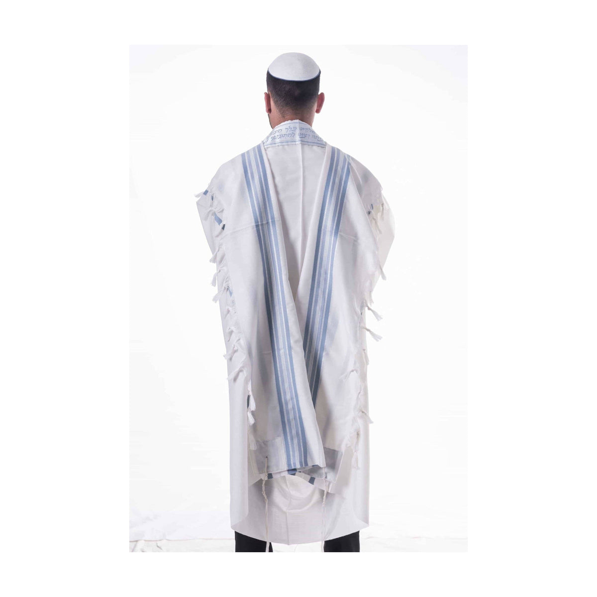 Tallit, Size 70, Light Blue with Silver