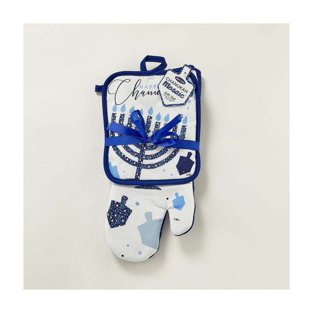 Chanukah Pot Holder and Oven Mitt Set, Chanukah Mosaic Design