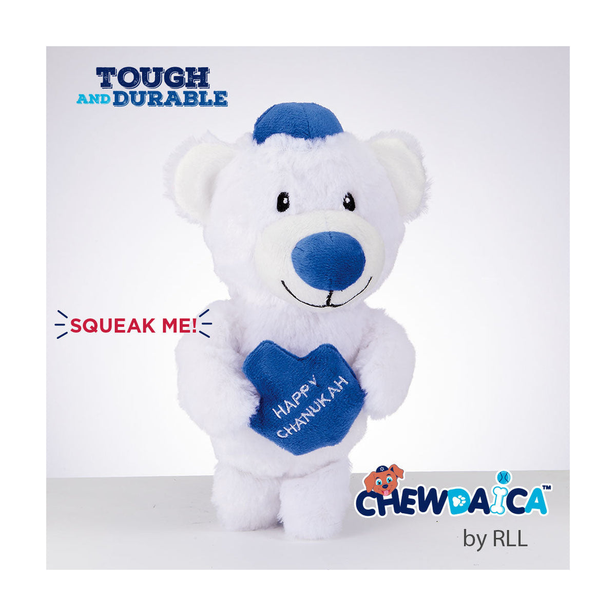 Chanukah Plush Bear Squeaky Dog Toy