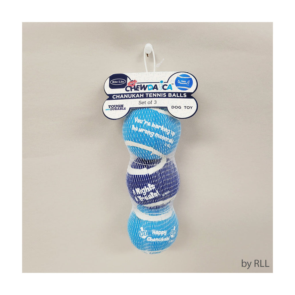 Chanukah Dog Toy, Tennis Balls, Set of 3