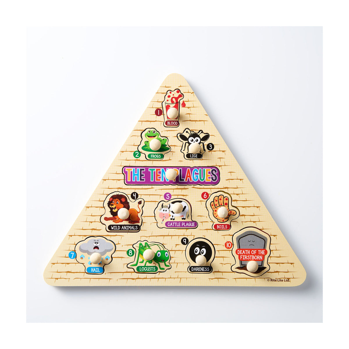 Passover 10 Plagues Wooden Puzzle, Pyramid-Shaped