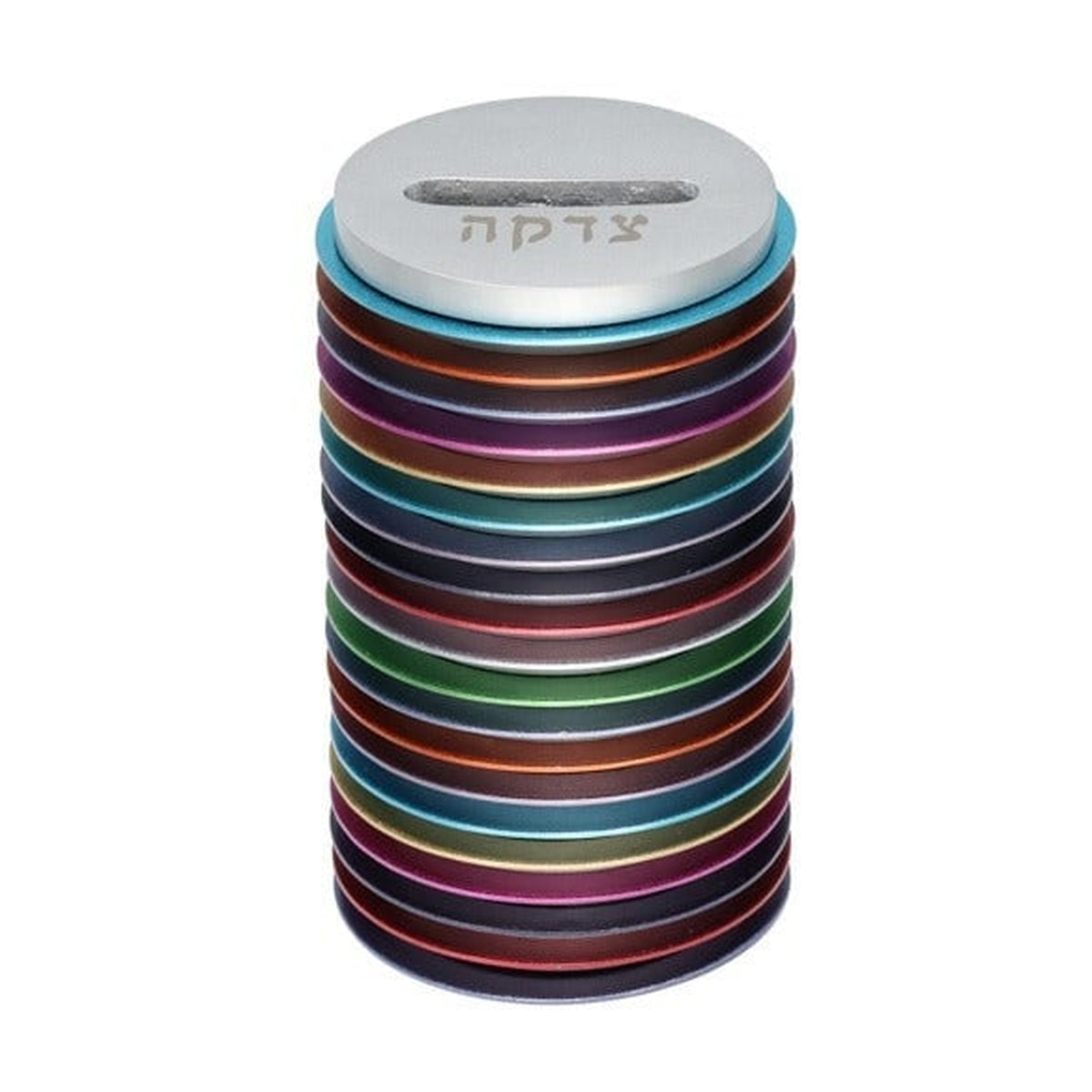 Tzedakah Box, Aluminum Disc Design, Multicolour