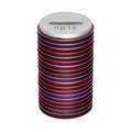 Tzedakah Box, Aluminum Disc Design, Shades of Red and Purple