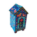 Handpainted Wood Tzedakah Box, Birds and Flower Design
