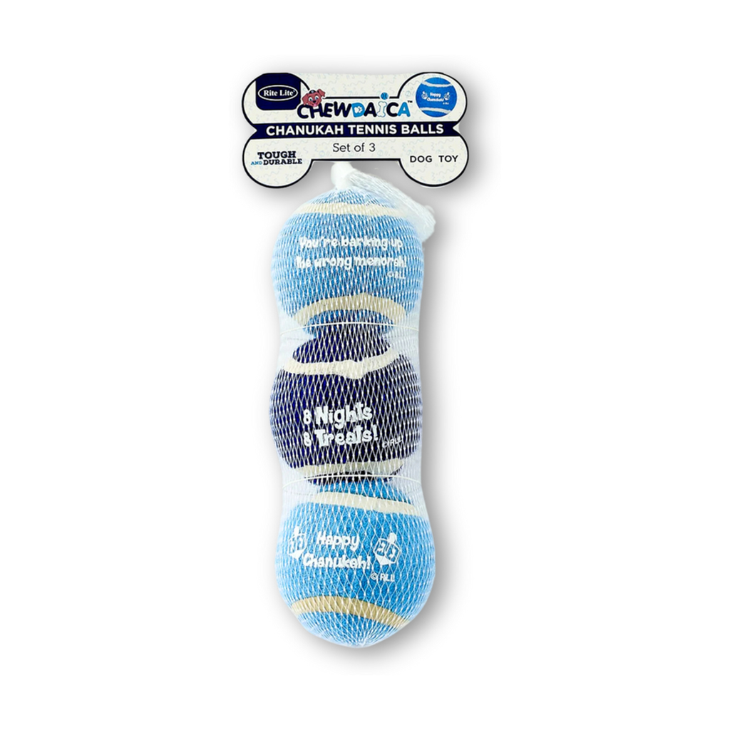 Chanukah Dog Toy, Tennis Balls, Set of 3