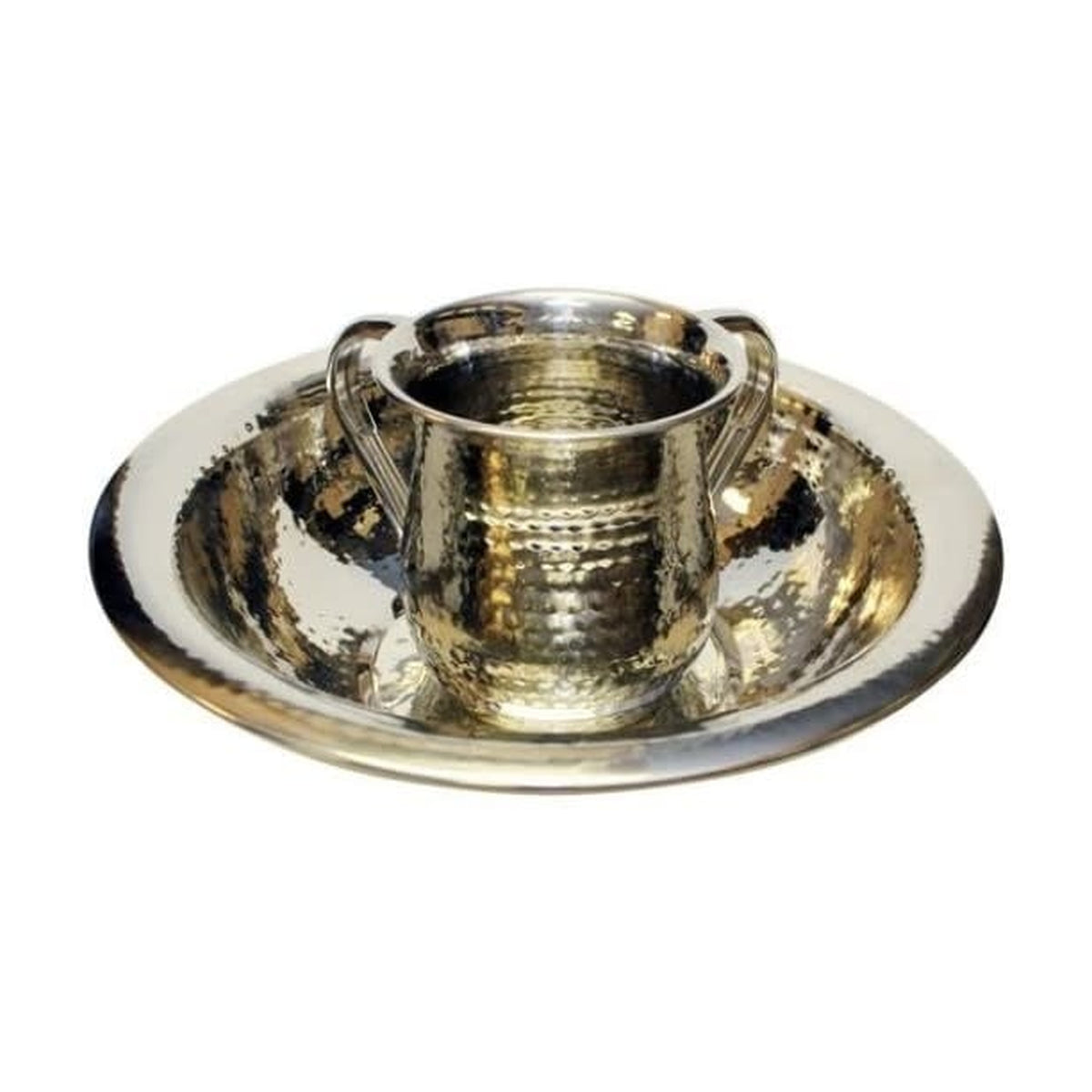Washing Cup Set with Bowl, Hammered, Stainless Steel