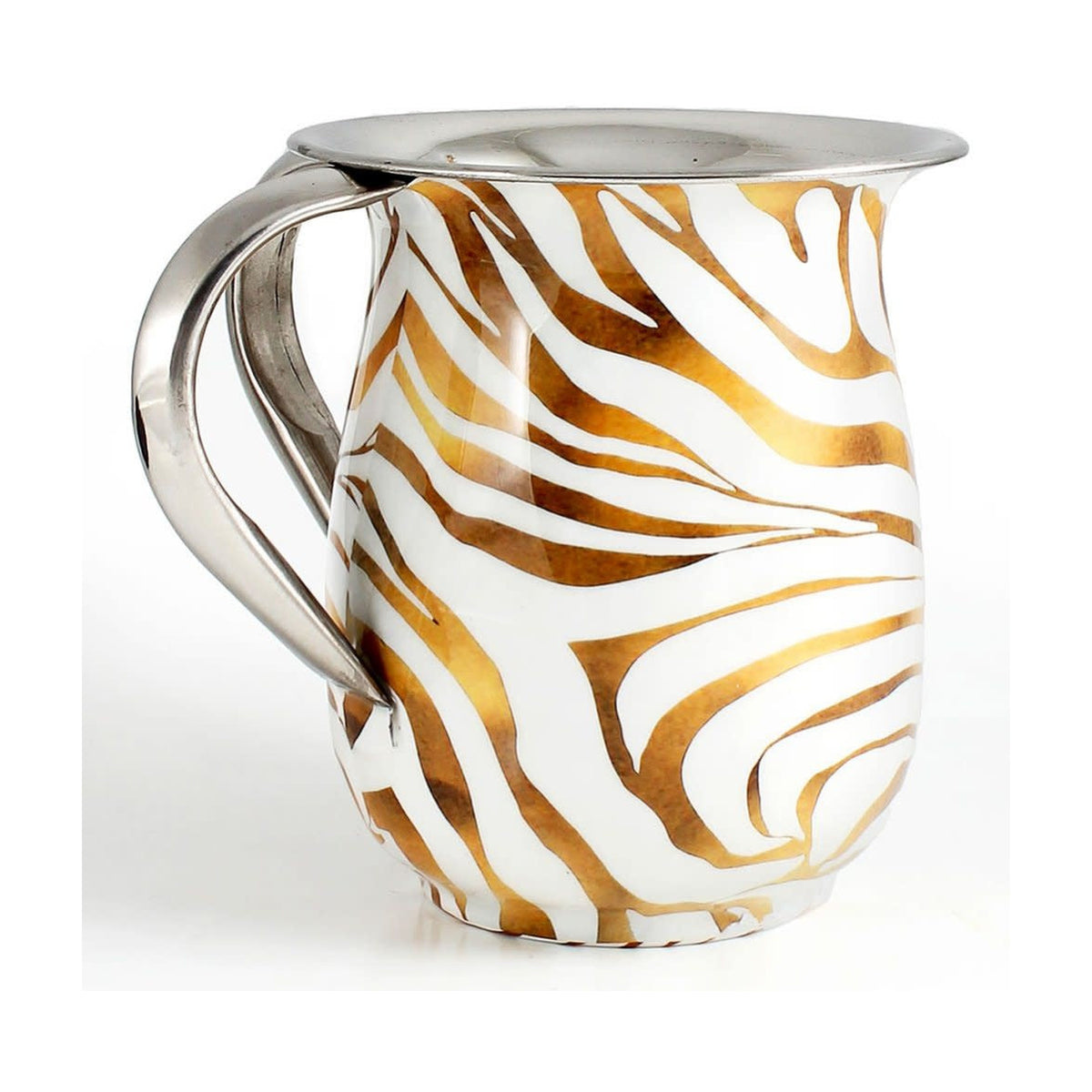 Stainless Steel Washing Cup with Gold Enamel Décor