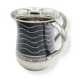 Washing Cup,  Charcoal Dipped with Silver Glittered Waves, Netillat Yadayim