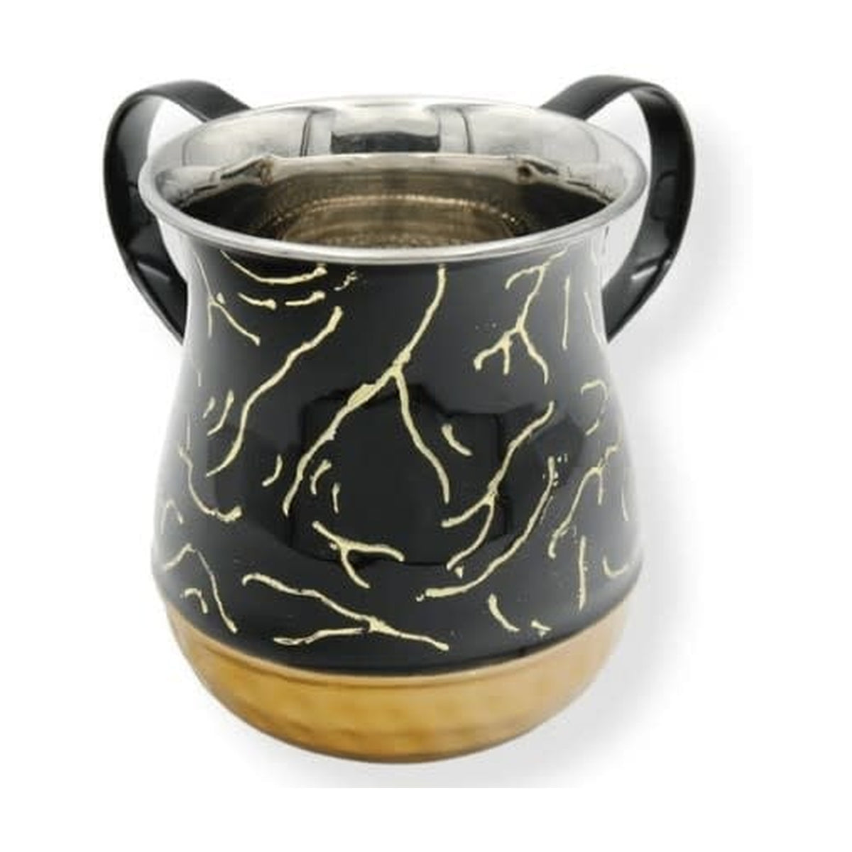 Washing Cup, Stainless Steel, Black with Gold Veins, Gold Bottom