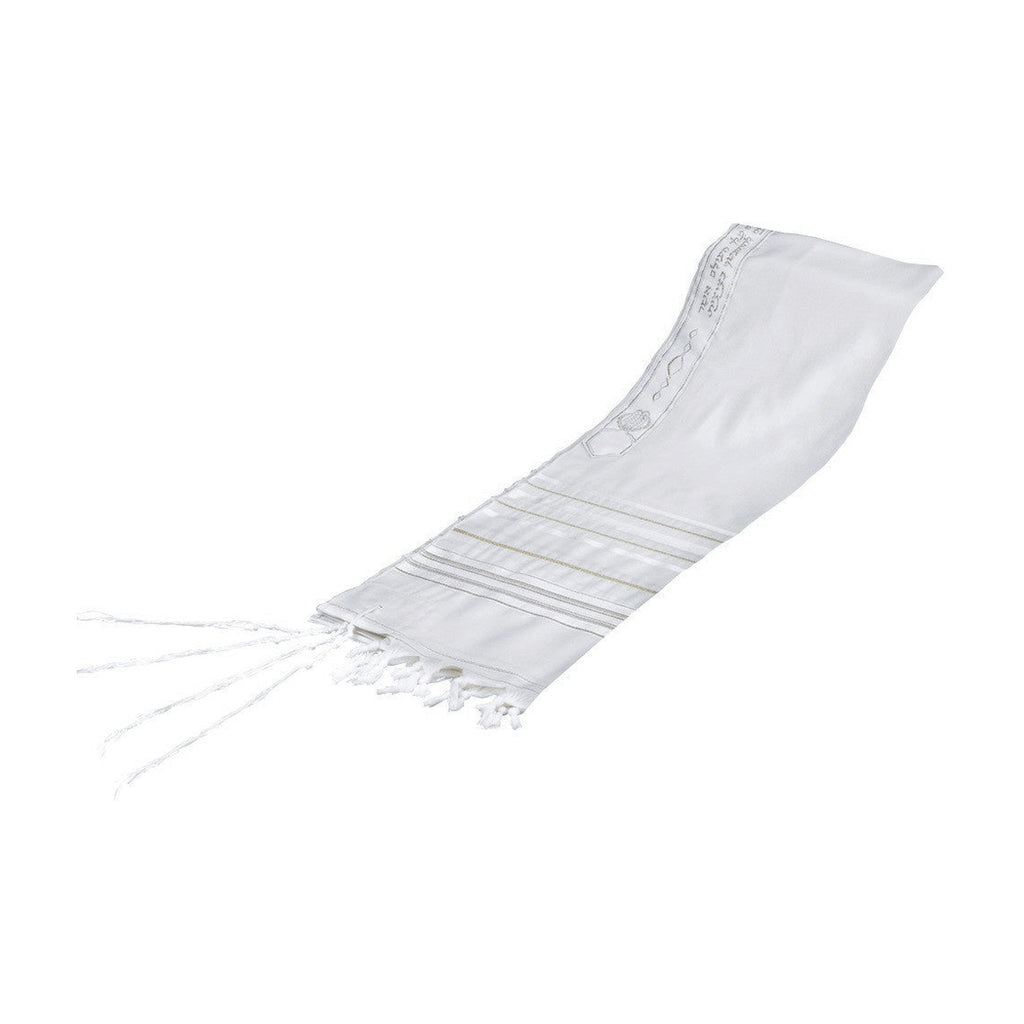 Tallit, Wool, White & Gold Stripes