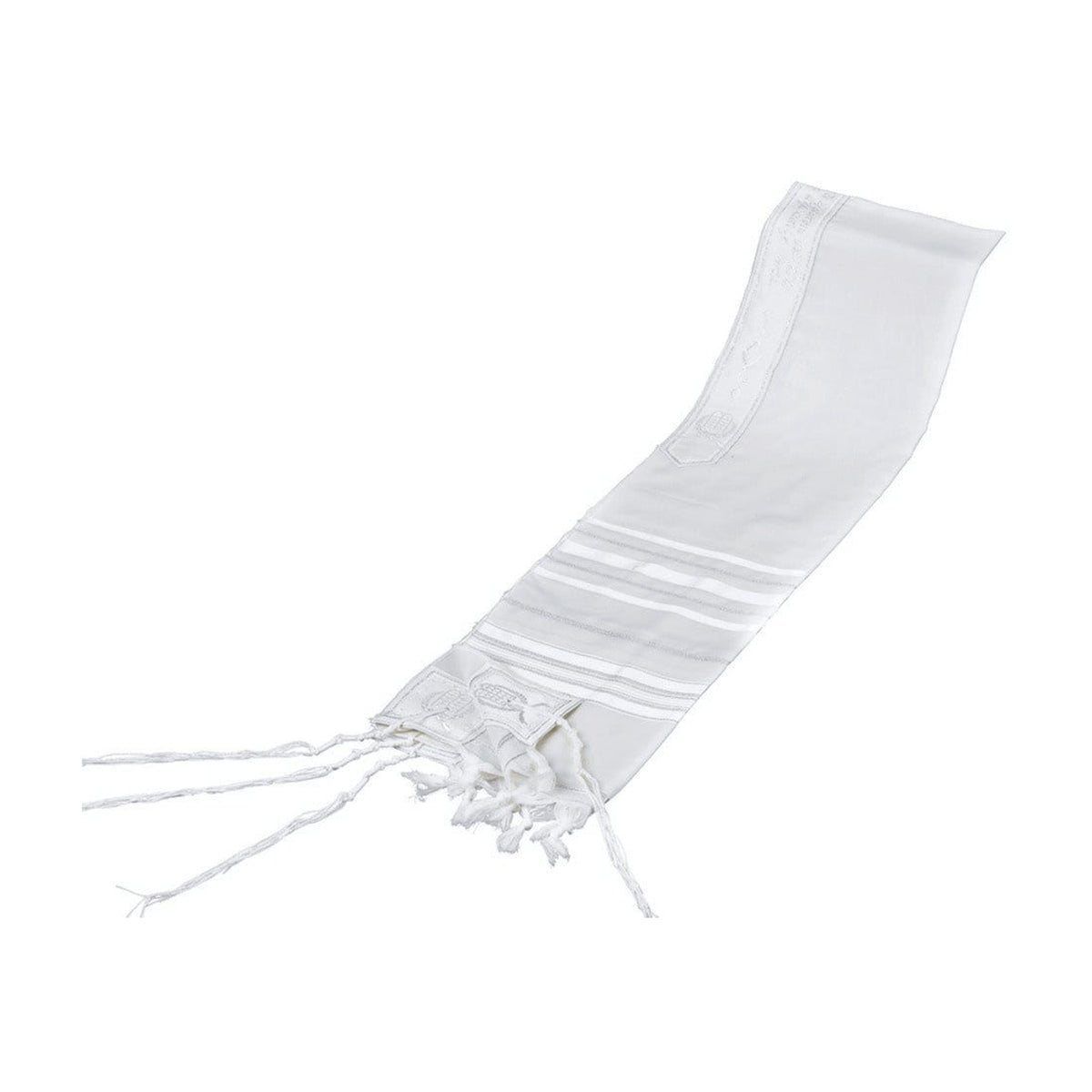 Tallit, Wool, White & Silver Stripes Size 70 (59'' x 78'') Ashkenazi Meyuchad (Machine Made)