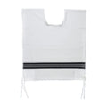 Wool Tzitzit / Arbah Kanfot, Black Stripes, Round Neck 26 Ashkenazi Avodat Yad (Handmade) Thick Gauge