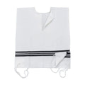 Wool Tzitzit / Arbah Kanfot, Black Stripes, V Neck 18 Ashkenazi Avodat Yad (Handmade) Thin Gauge