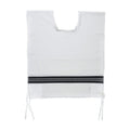 Wool Tzitzit / Arbah Kanfot, Black Stripes, Round Neck 2 Chabad Meyuchad (Machine Made)
