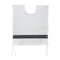 Wool Tzitzit / Arbah Kanfot, Black Stripes, Round Neck 26 Ashkenazi Avodat Yad (Handmade) Thin Gauge