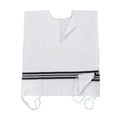 Wool Tzitzit / Arbah Kanfot, Black Stripes, V-Neck 26 Sephardi Avodat Yad (Handmade) Thin Gauge
