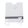 Wool Tzitzit / Arbah Kanfot, Black Stripes, V-Neck 22 Ashkenazi Avodat Yad (Handmade) Thin Gauge