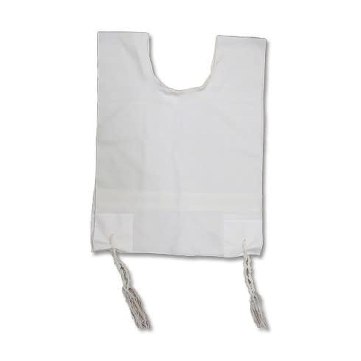 Wool Tzitzit / Arbah Kanfot, White Stripes, Round Neck 26 Ashkenazi Avodat Yad (Handmade) Thin Gauge