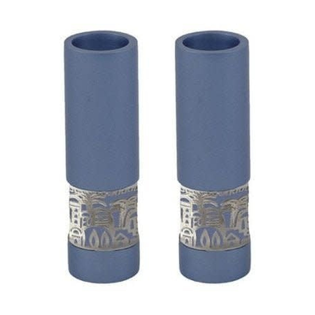 Emanuel Candlesticks Metal Cutout Jerusalem - Blue