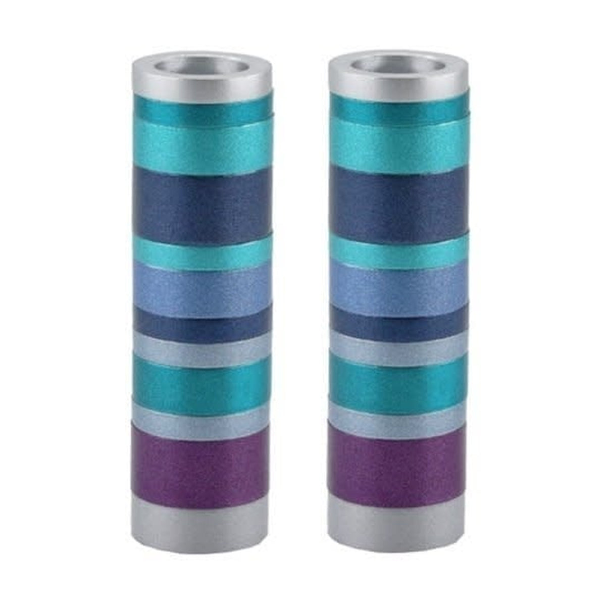Emanuel Candlesticks - Set of Two - Small - Full Rings - Blue