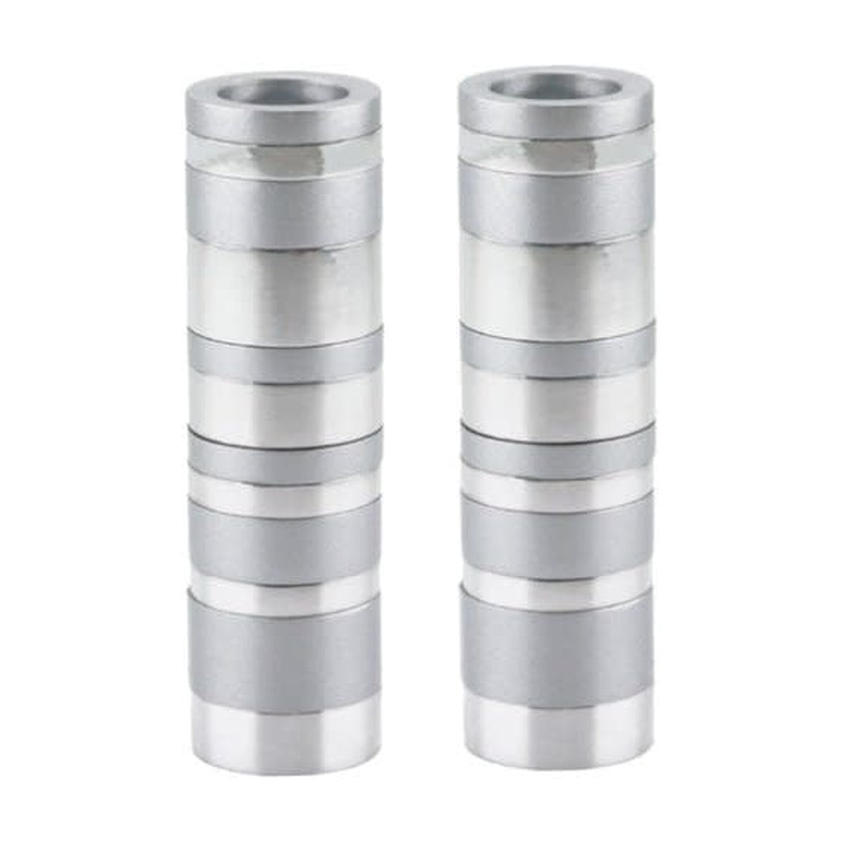 Emanuel Candlesticks - Set of Two - Small - Full Rings - Silver