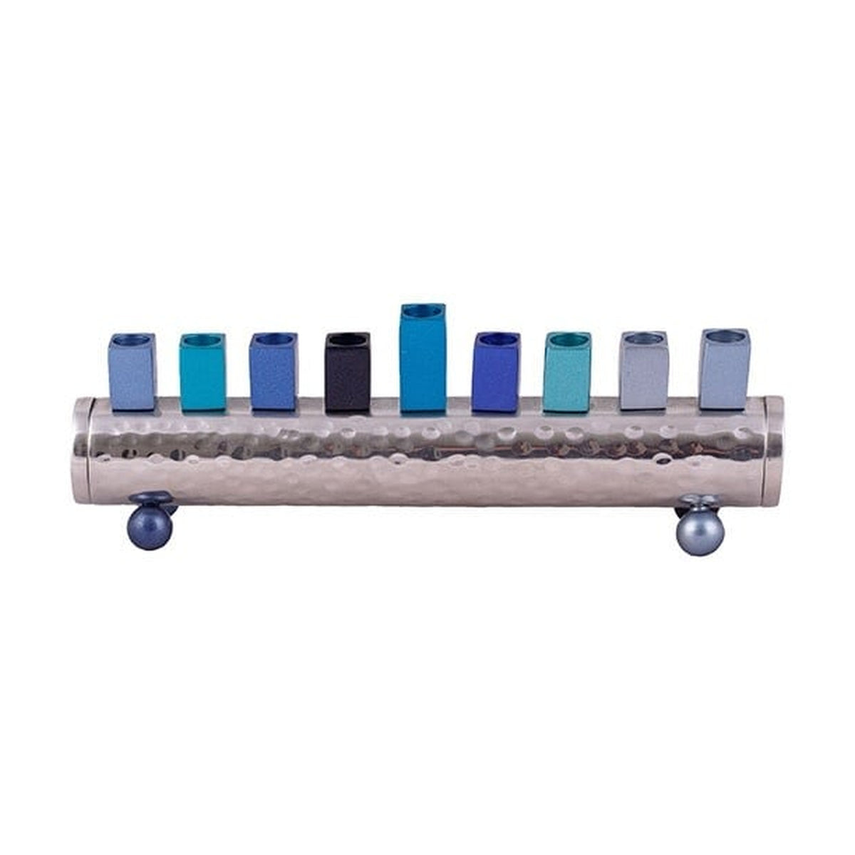 Hammered Aluminum Menorah (blue)