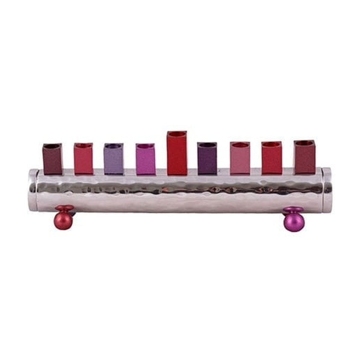 Hammered Aluminum Menorah (pink)