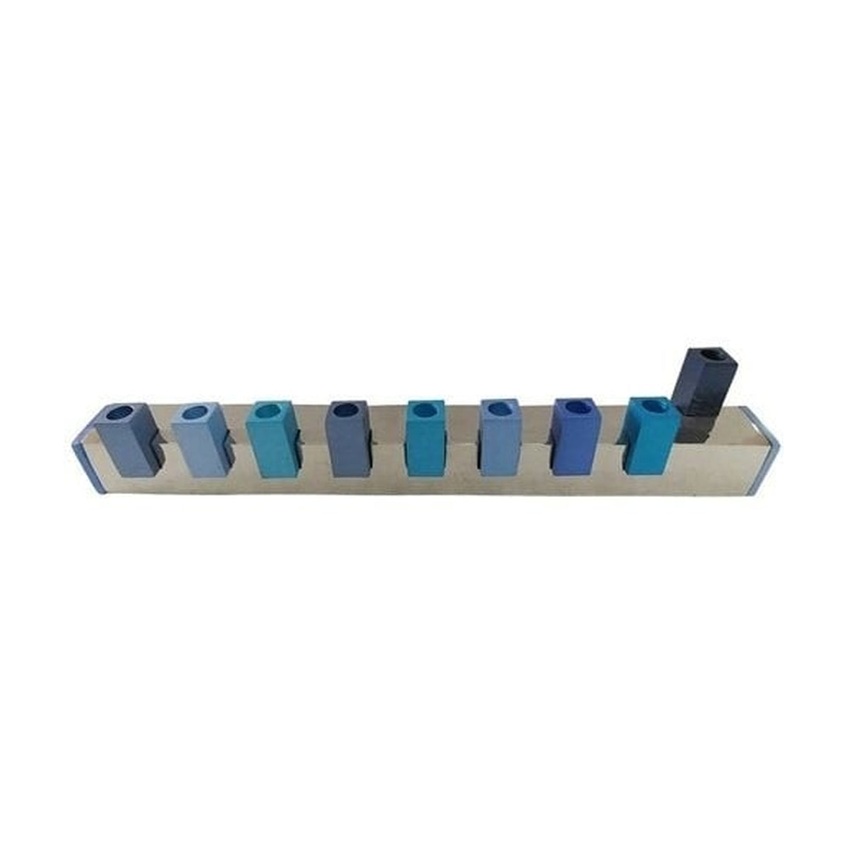 Hammered Squares Menorah, Aluminum