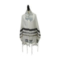 Emanuel Tallit - Cotton With Silk Embroidery. Gray Shield of (Magen) David.