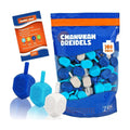 Medium Plastic Dreidels, Shades of Blue and White - Bulk Pack of 100pcs