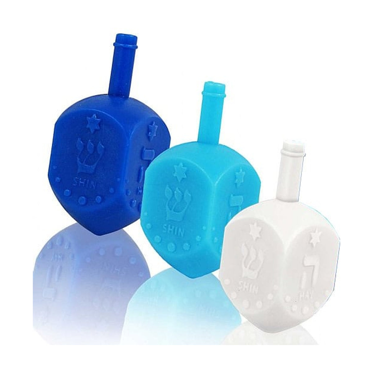 Medium Plastic Dreidels, Shades of Blue and White
