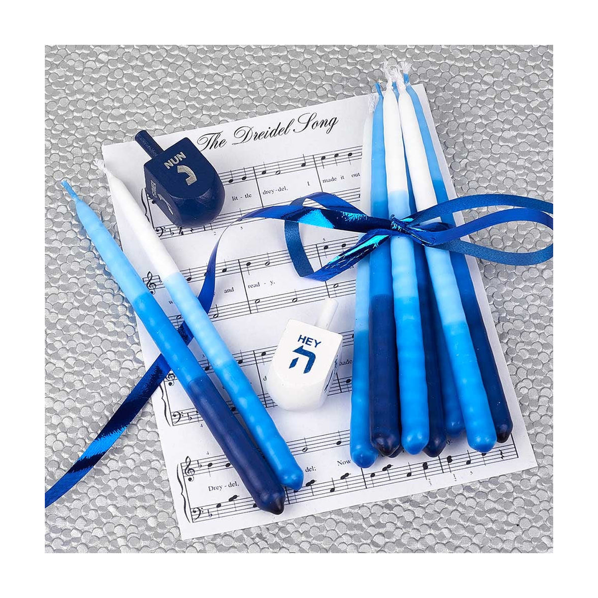 Blue/White Tri-Color Tapered Chanukah Candle