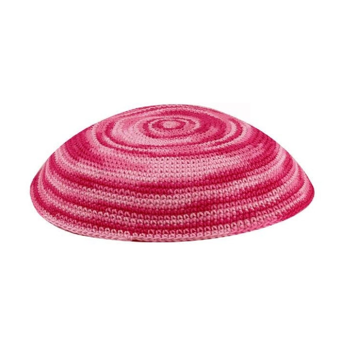 Hand-Knit Kippah, Pink Swirls, 15cm